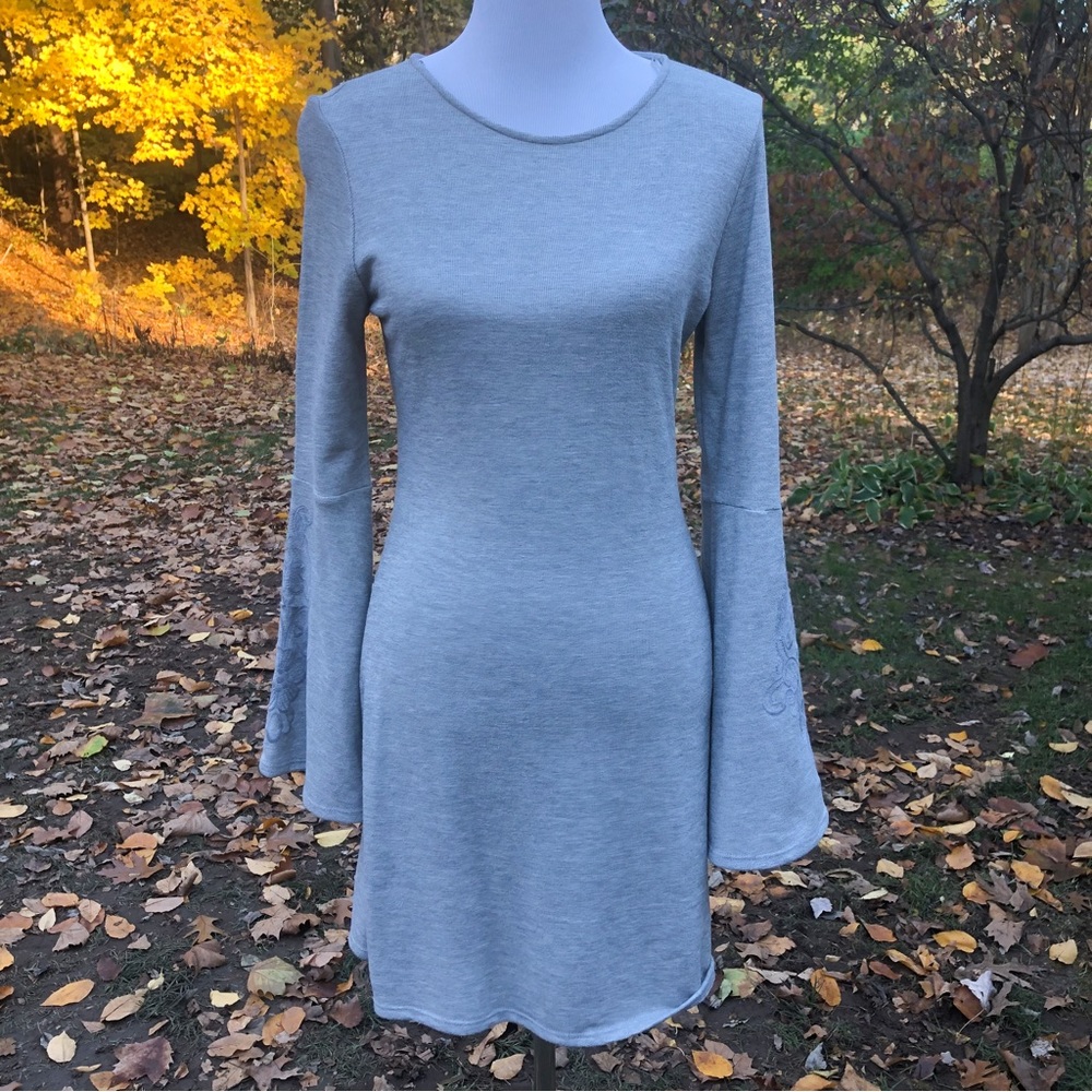 Francesca’s Embroidered Bell Sleeve Dress NWT